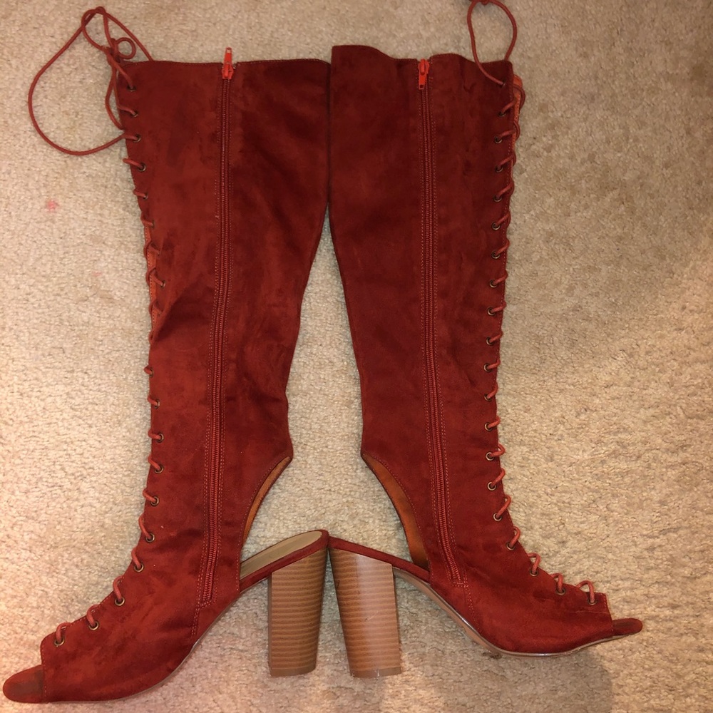 Red Opened Toe Boots - image 4